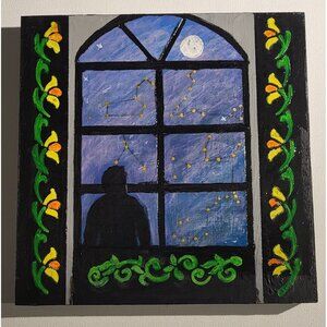 WINDOW-1 Black Shadow SKAY Window Painting On Canvas & Signed By "CANNOOVA"